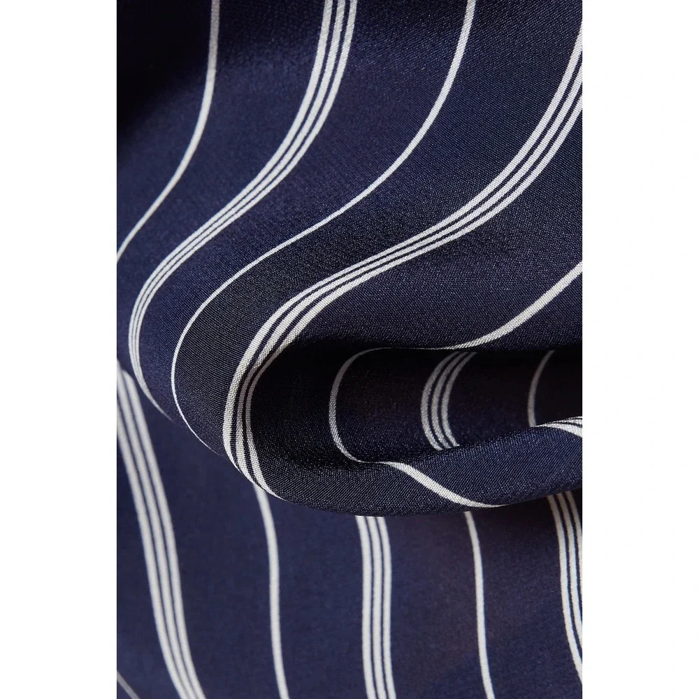 L'Agence Cameron Silk Maxi Shirt Dress S Navy White Stripe Belted Chic - Picture 8 of 9